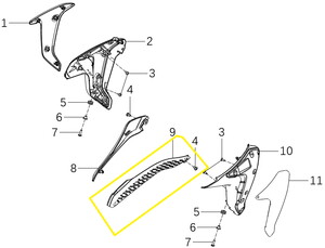 KOVE 510F/JAWA 500F Benzin Deposu Alt plastik Sol