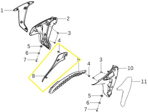 KOVE 510F/JAWA 500F Benzin Deposu Alt plastik Sağ