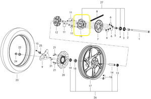 KOVE 510F/JAWA 500F Arka Teker Göbeği