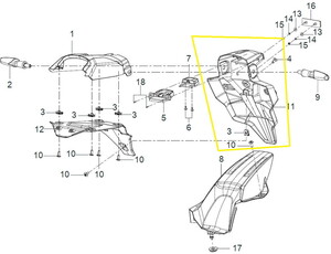 BAROSSA ADV125 Arka Çamurluk