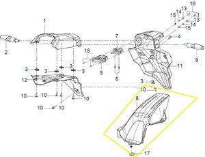 BAROSSA ADV125 Arka Çamurluk İç Plastik