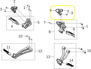 KOVE 125R/250R/250RR Ön Basamak Muhafaza sağ