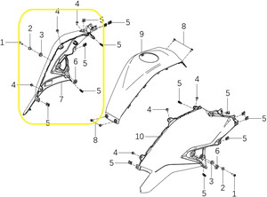 KOVE 510X Benzin Deposu Dış Grenajı sarı/sol