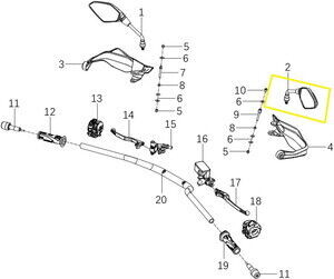 BAROSSA ADV125/QJ ATR125 Ayna sağ