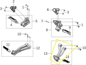 KOVE 125R/250R Arka Basamak Braketi sağ
