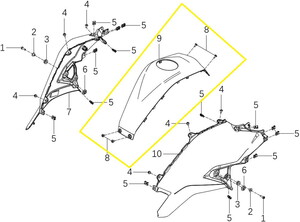 QJ SRT800X Benzin Deposu Üstü Grenajı mavi/sağ