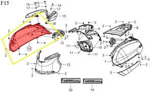 QJ VPS125 Arka Yan Kapağı beyaz sağ