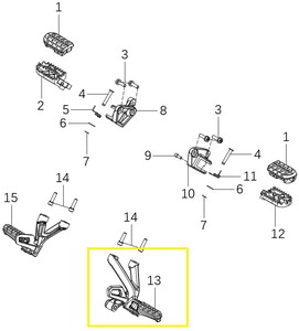 JAWA 500F/KOVE 510F Arka Basamak Komple sağ